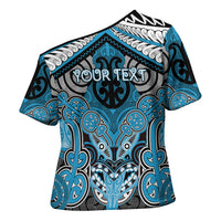 Aotearoa Iwi Ngati Porou Personalised Cross Shoulder Shirt Maori Kowhaiwhai Pattern LT19 - Polynesian Pride