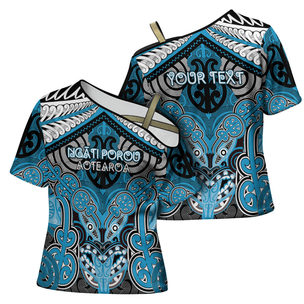 Aotearoa Iwi Ngati Porou Personalised Cross Shoulder Shirt Maori Kowhaiwhai Pattern LT19 - Polynesian Pride