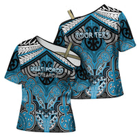 Aotearoa Iwi Ngati Porou Personalised Cross Shoulder Shirt Maori Kowhaiwhai Pattern LT19 - Polynesian Pride