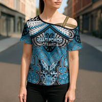 Aotearoa Iwi Ngati Porou Personalised Cross Shoulder Shirt Maori Kowhaiwhai Pattern LT19 - Polynesian Pride