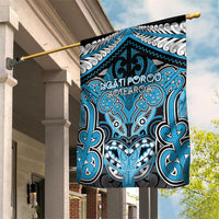 Aotearoa Iwi Ngati Porou Garden Flag Maori Kowhaiwhai Pattern LT19 House Flag Blue - Polynesian Pride