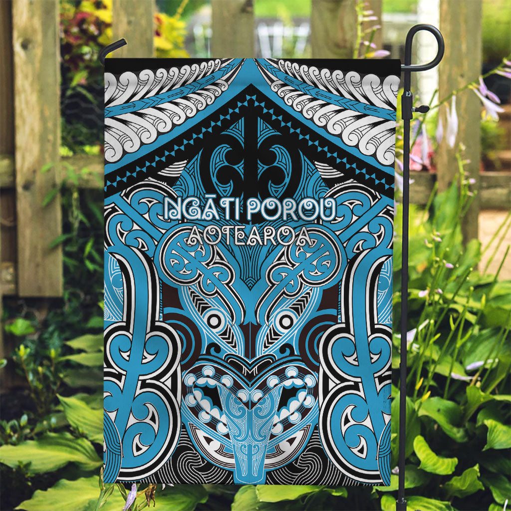 Aotearoa Iwi Ngati Porou Garden Flag Maori Kowhaiwhai Pattern LT19 Garden Flag Blue - Polynesian Pride