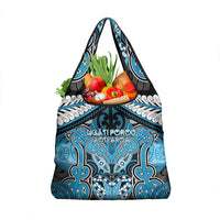 Aotearoa Iwi Ngati Porou Grocery Bag Maori Kowhaiwhai Pattern LT19 1-pack One Size Blue - Polynesian Pride