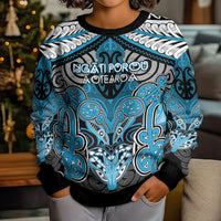 Aotearoa Iwi Ngati Porou Personalised Kid Ugly Christmas Sweater Maori Kowhaiwhai Pattern LT19 - Polynesian Pride