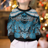 Aotearoa Iwi Ngati Porou Personalised Kid Ugly Christmas Sweater Maori Kowhaiwhai Pattern LT19 - Polynesian Pride