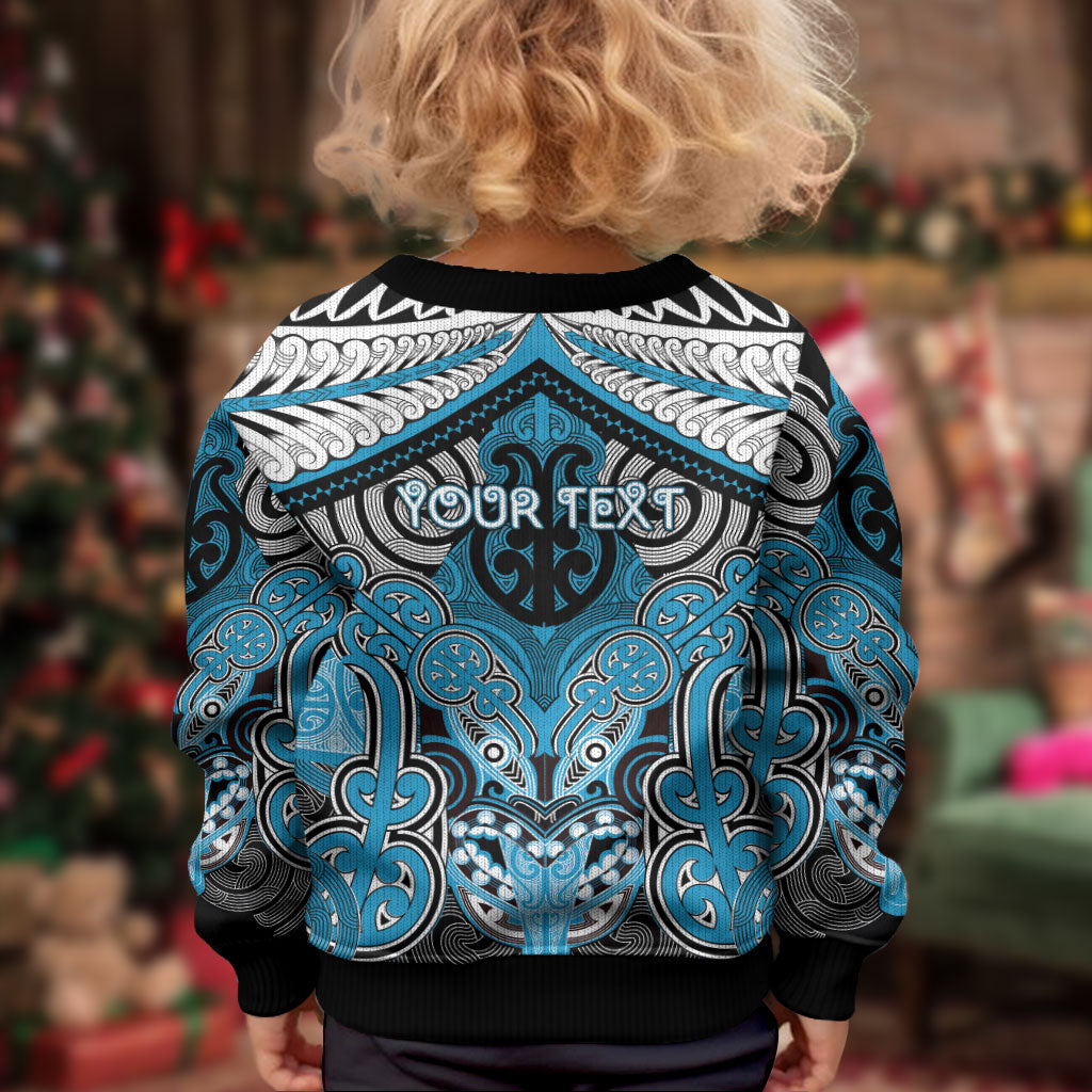 Aotearoa Iwi Ngati Porou Personalised Kid Ugly Christmas Sweater Maori Kowhaiwhai Pattern LT19 - Polynesian Pride