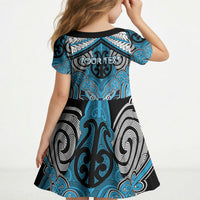 Aotearoa Iwi Ngati Porou Personalised Kid Short Sleeve Dress Maori Kowhaiwhai Pattern LT19 - Polynesian Pride