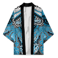 Aotearoa Iwi Ngati Porou Personalised Kimono Maori Kowhaiwhai Pattern LT19 Unisex Blue - Polynesian Pride