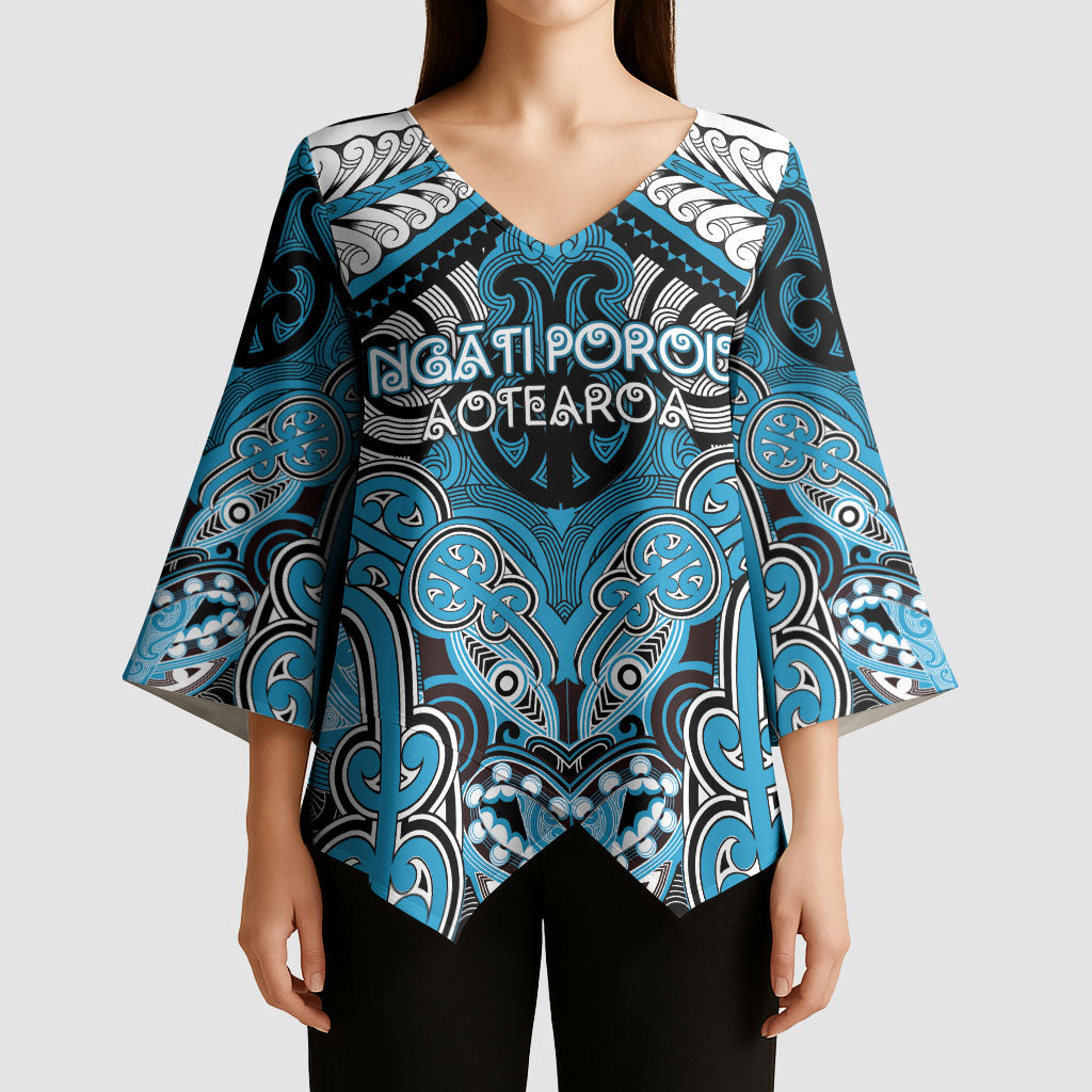 Aotearoa Iwi Ngati Porou Personalised Kimono Sleeve Blouse Maori Kowhaiwhai Pattern LT19 - Polynesian Pride