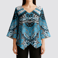 Aotearoa Iwi Ngati Porou Personalised Kimono Sleeve Blouse Maori Kowhaiwhai Pattern LT19 - Polynesian Pride