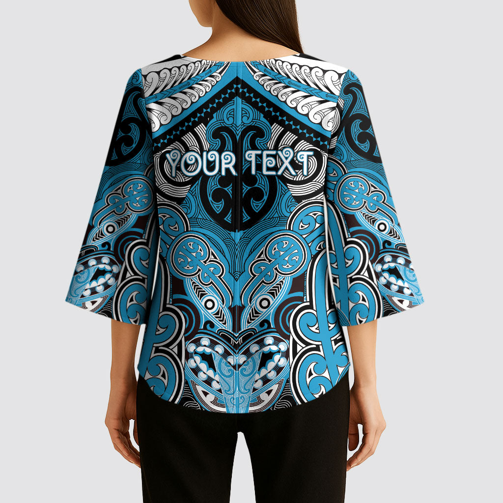 Aotearoa Iwi Ngati Porou Personalised Kimono Sleeve Blouse Maori Kowhaiwhai Pattern LT19 - Polynesian Pride