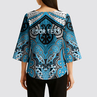 Aotearoa Iwi Ngati Porou Personalised Kimono Sleeve Blouse Maori Kowhaiwhai Pattern LT19 - Polynesian Pride