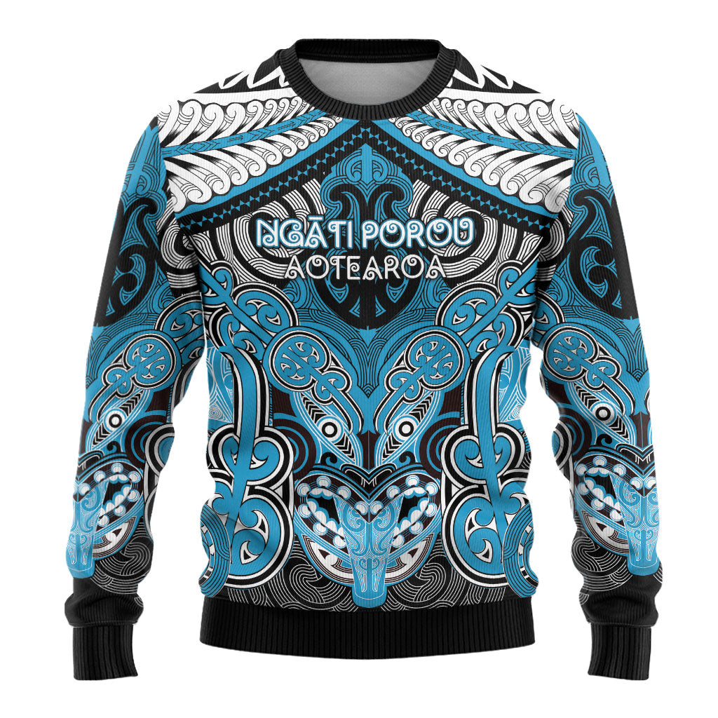 Aotearoa Iwi Ngati Porou Personalised Ugly Christmas Sweater Maori Kowhaiwhai Pattern LT19 - Polynesian Pride