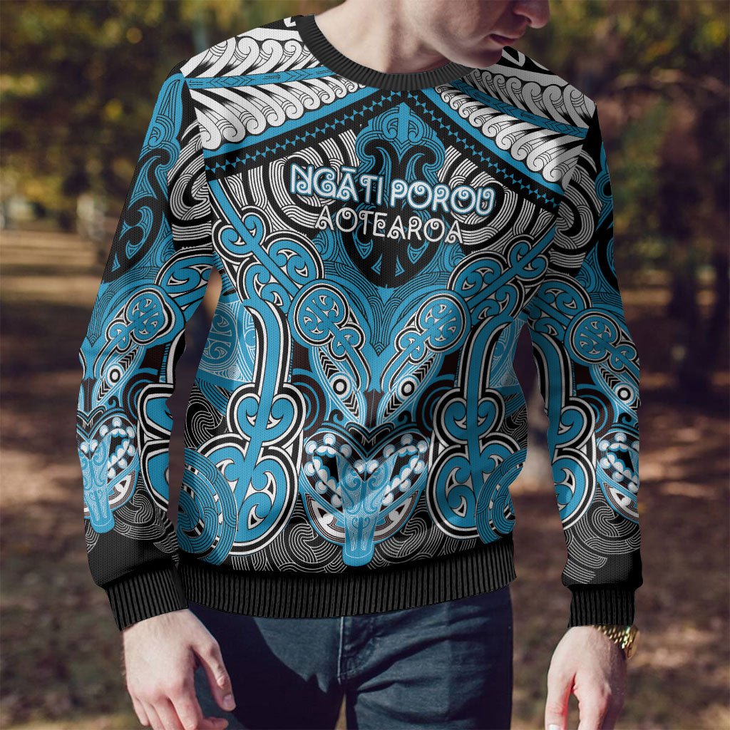 Aotearoa Iwi Ngati Porou Personalised Ugly Christmas Sweater Maori Kowhaiwhai Pattern LT19 - Polynesian Pride