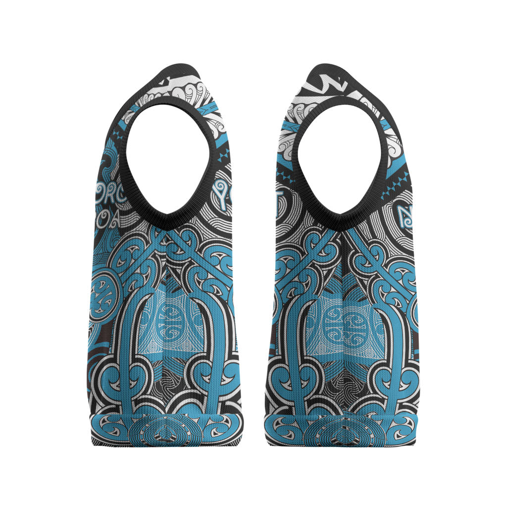 Aotearoa Iwi Ngati Porou Personalised Christmas Knitted V-Neck Vest Maori Kowhaiwhai Pattern LT19 - Polynesian Pride