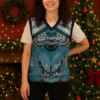 Aotearoa Iwi Ngati Porou Personalised Christmas Knitted V-Neck Vest Maori Kowhaiwhai Pattern LT19 - Polynesian Pride