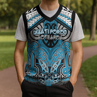 Aotearoa Iwi Ngati Porou Personalised Christmas Knitted V-Neck Vest Maori Kowhaiwhai Pattern LT19 - Polynesian Pride