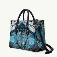 Aotearoa Iwi Ngati Porou Leather Bag Maori Kowhaiwhai Pattern LT19 Blue - Polynesian Pride