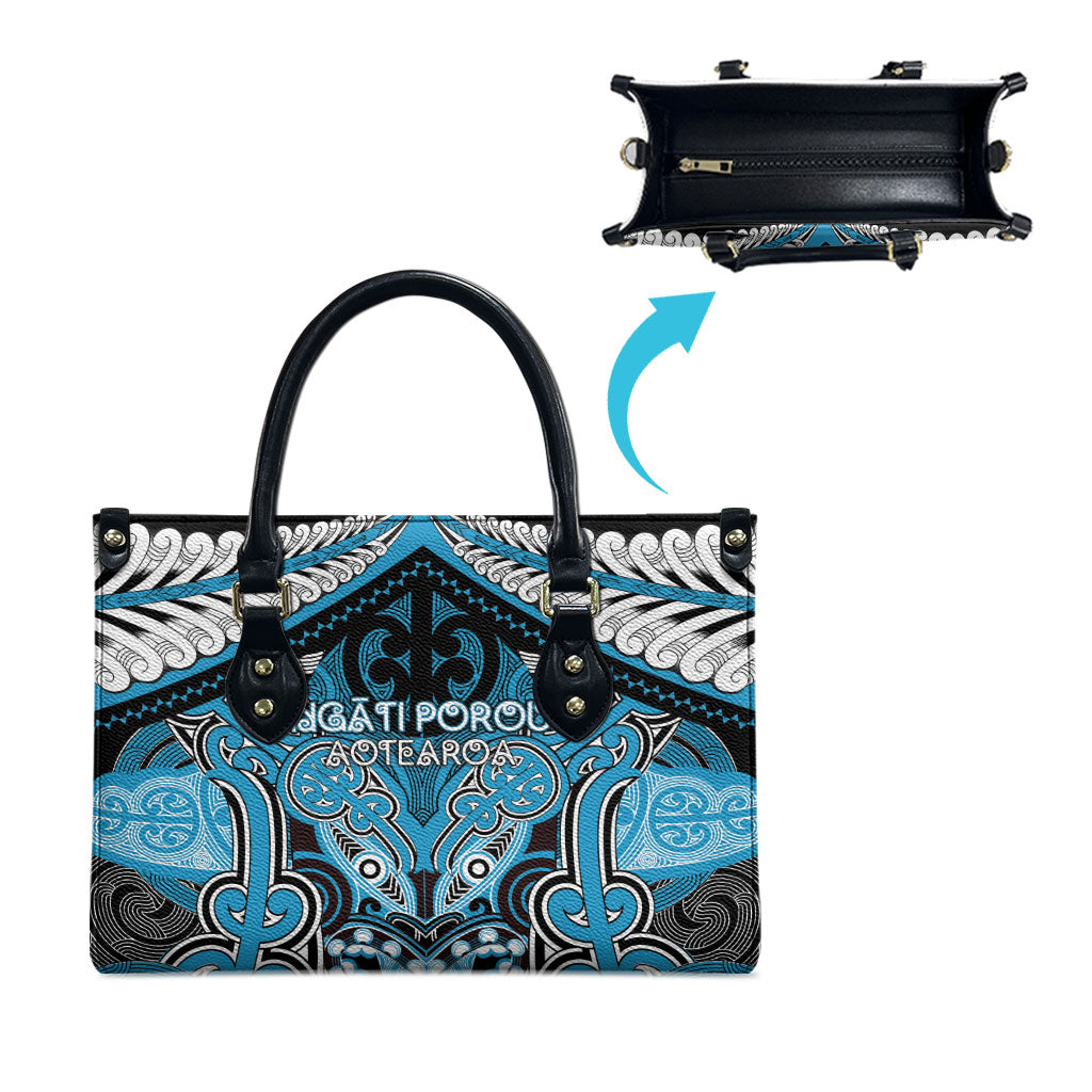 Aotearoa Iwi Ngati Porou Leather Bag Maori Kowhaiwhai Pattern LT19 - Polynesian Pride