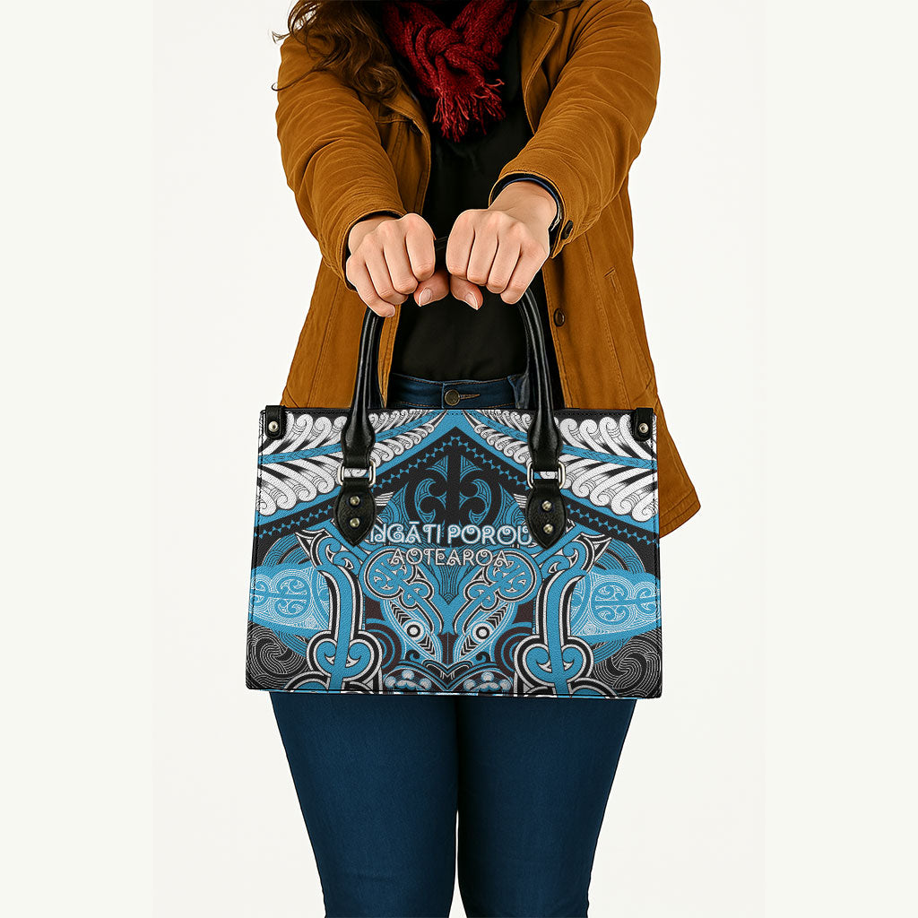 Aotearoa Iwi Ngati Porou Leather Bag Maori Kowhaiwhai Pattern LT19 - Polynesian Pride