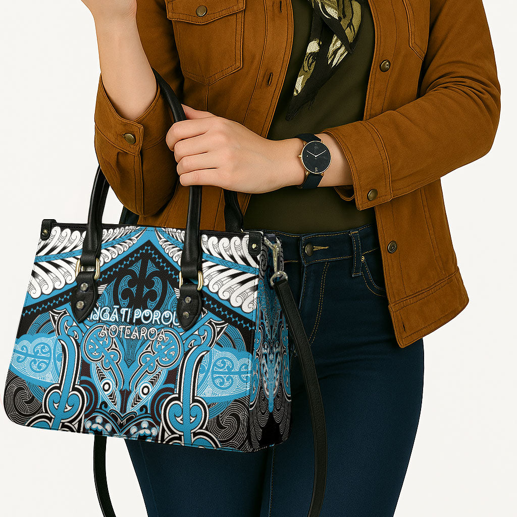 Aotearoa Iwi Ngati Porou Leather Bag Maori Kowhaiwhai Pattern LT19 - Polynesian Pride