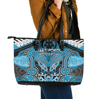Aotearoa Iwi Ngati Porou Leather Tote Bag Maori Kowhaiwhai Pattern LT19 - Polynesian Pride