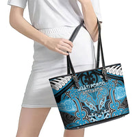 Aotearoa Iwi Ngati Porou Leather Tote Bag Maori Kowhaiwhai Pattern LT19 - Polynesian Pride