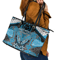 Aotearoa Iwi Ngati Porou Leather Tote Bag Maori Kowhaiwhai Pattern LT19 - Polynesian Pride