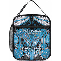 Aotearoa Iwi Ngati Porou Lunch Bag Maori Kowhaiwhai Pattern LT19 10.2 × 8.3 × 4.3 inch Blue - Polynesian Pride