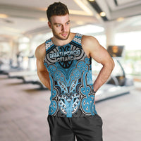 Aotearoa Iwi Ngati Porou Personalised Men Tank Top Maori Kowhaiwhai Pattern LT19 Blue - Polynesian Pride