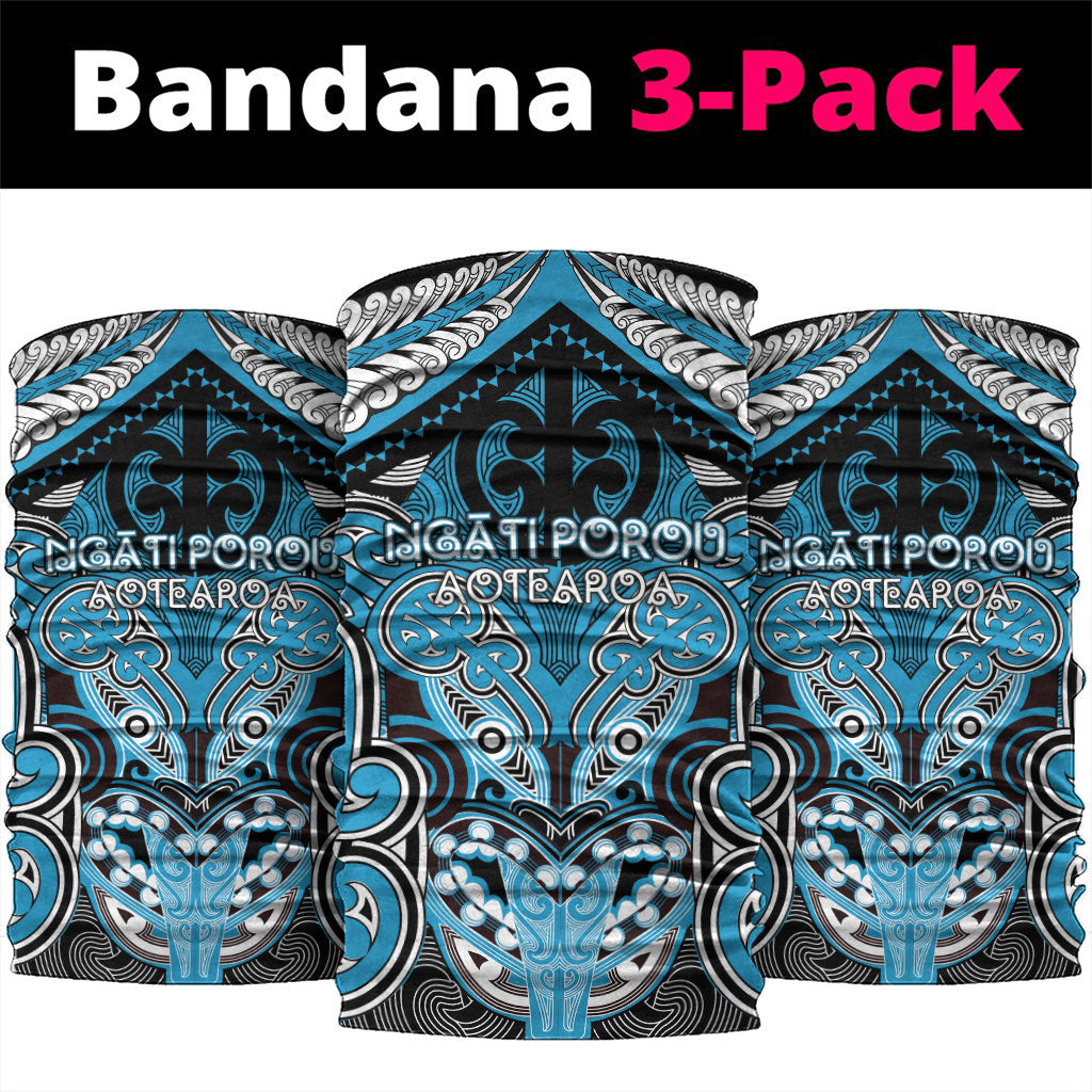 Aotearoa Iwi Ngati Porou Neck Gaiter Maori Kowhaiwhai Pattern LT19 package One Size: 25*50cm Blue - Polynesian Pride