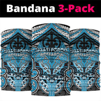 Aotearoa Iwi Ngati Porou Neck Gaiter Maori Kowhaiwhai Pattern LT19 package One Size: 25*50cm Blue - Polynesian Pride