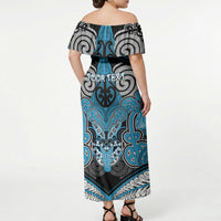 Aotearoa Iwi Ngati Porou Personalised Off Shoulder Maxi Dress Maori Kowhaiwhai Pattern LT19 - Polynesian Pride