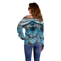 Aotearoa Iwi Ngati Porou Personalised Off Shoulder Sweater Maori Kowhaiwhai Pattern LT19 - Polynesian Pride