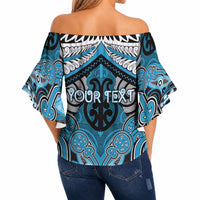 Aotearoa Iwi Ngati Porou Personalised Off Shoulder Wrap Waist Top Maori Kowhaiwhai Pattern LT19 - Polynesian Pride