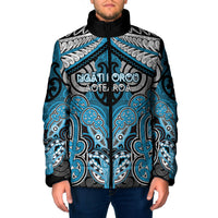 Aotearoa Iwi Ngati Porou Personalised Padded Jacket Maori Kowhaiwhai Pattern LT19 Men Blue - Polynesian Pride