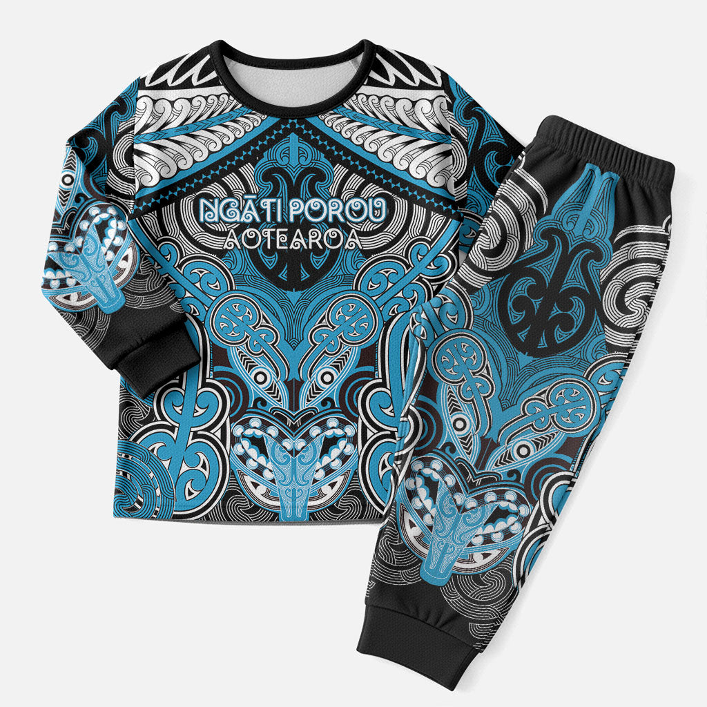 Aotearoa Iwi Ngati Porou Personalised Christmas Pajama Set Maori Kowhaiwhai Pattern LT19 Men Blue - Polynesian Pride