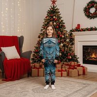 Aotearoa Iwi Ngati Porou Personalised Christmas Pajama Set Maori Kowhaiwhai Pattern LT19 Kid Blue - Polynesian Pride