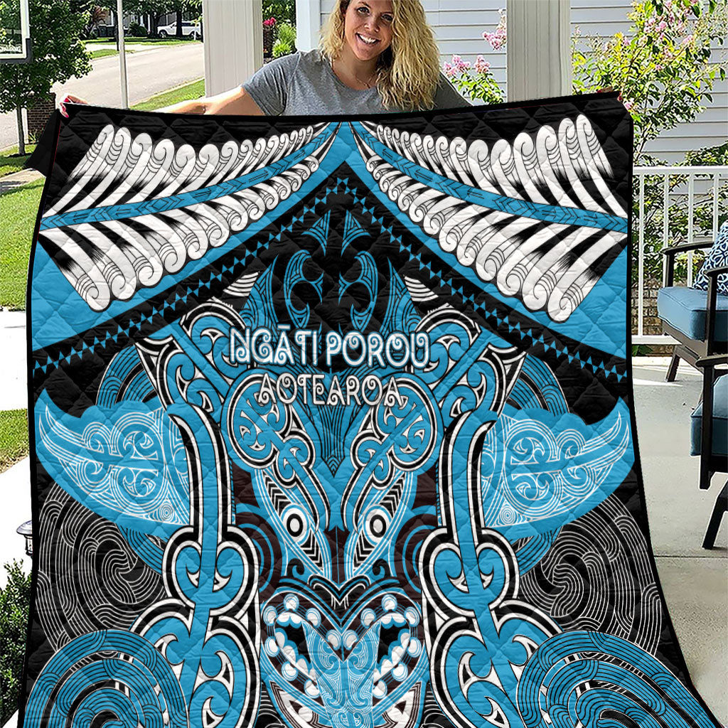 Aotearoa Iwi Ngati Porou Quilt Maori Kowhaiwhai Pattern LT19 Blue - Polynesian Pride