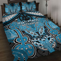 Aotearoa Iwi Ngati Porou Quilt Bed Set Maori Kowhaiwhai Pattern LT19 Blue - Polynesian Pride
