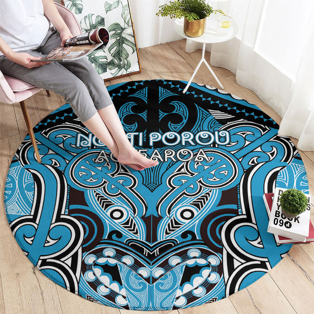 Aotearoa Iwi Ngati Porou Round Carpet Maori Kowhaiwhai Pattern LT19 - Polynesian Pride