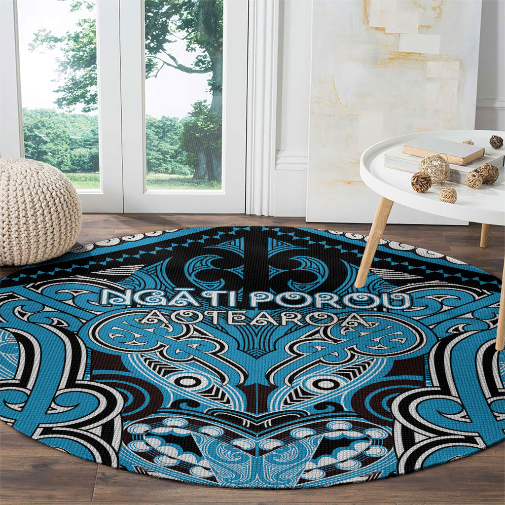 Aotearoa Iwi Ngati Porou Round Carpet Maori Kowhaiwhai Pattern LT19 - Polynesian Pride
