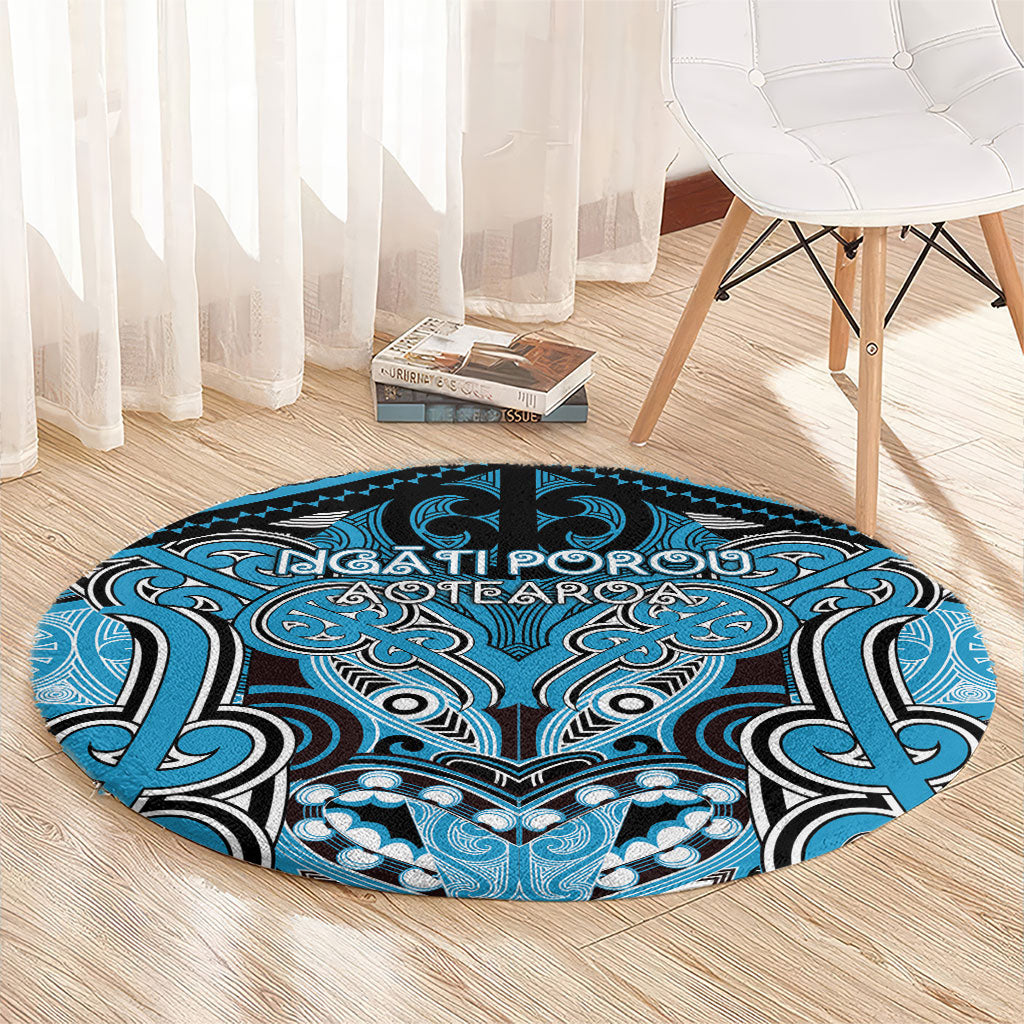 Aotearoa Iwi Ngati Porou Round Carpet Maori Kowhaiwhai Pattern LT19 - Polynesian Pride