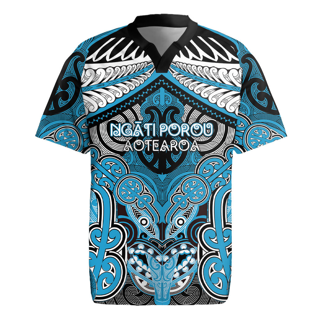Aotearoa Iwi Ngati Porou Personalised Rugby Jersey Maori Kowhaiwhai Pattern LT19 Blue - Polynesian Pride