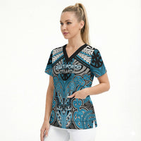 Aotearoa Iwi Ngati Porou Personalised Scrub Top Maori Kowhaiwhai Pattern LT19 - Polynesian Pride