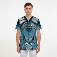 Aotearoa Iwi Ngati Porou Personalised Scrub Top Maori Kowhaiwhai Pattern LT19 - Polynesian Pride