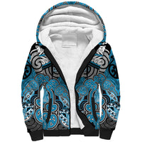 Aotearoa Iwi Ngati Porou Personalised Sherpa Hoodie Maori Kowhaiwhai Pattern LT19 Unisex Blue - Polynesian Pride