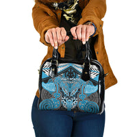 Aotearoa Iwi Ngati Porou Shoulder Handbag Maori Kowhaiwhai Pattern LT19 One Size Blue - Polynesian Pride