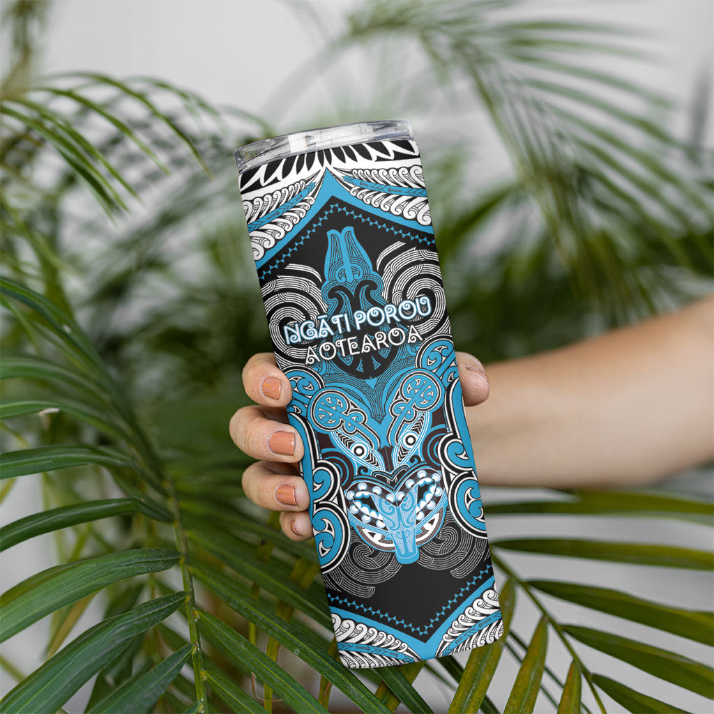 Aotearoa Iwi Ngati Porou Personalised Skinny Tumbler Maori Kowhaiwhai Pattern LT19 - Polynesian Pride