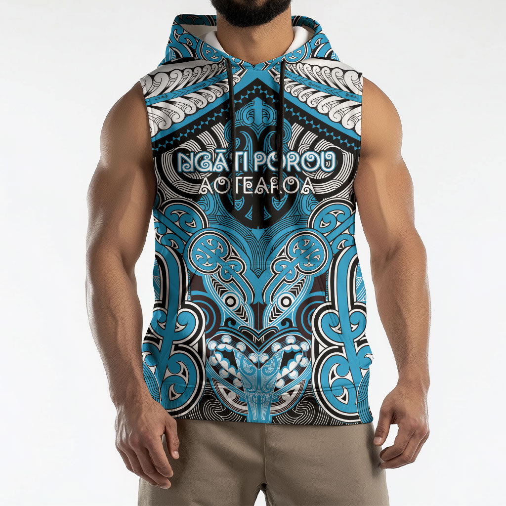 Aotearoa Iwi Ngati Porou Personalised Sleeveless Hoodie Maori Kowhaiwhai Pattern LT19 - Polynesian Pride